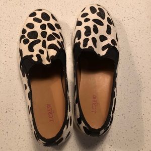 J.Crew Animal Print hair slip on sneakers sz 8